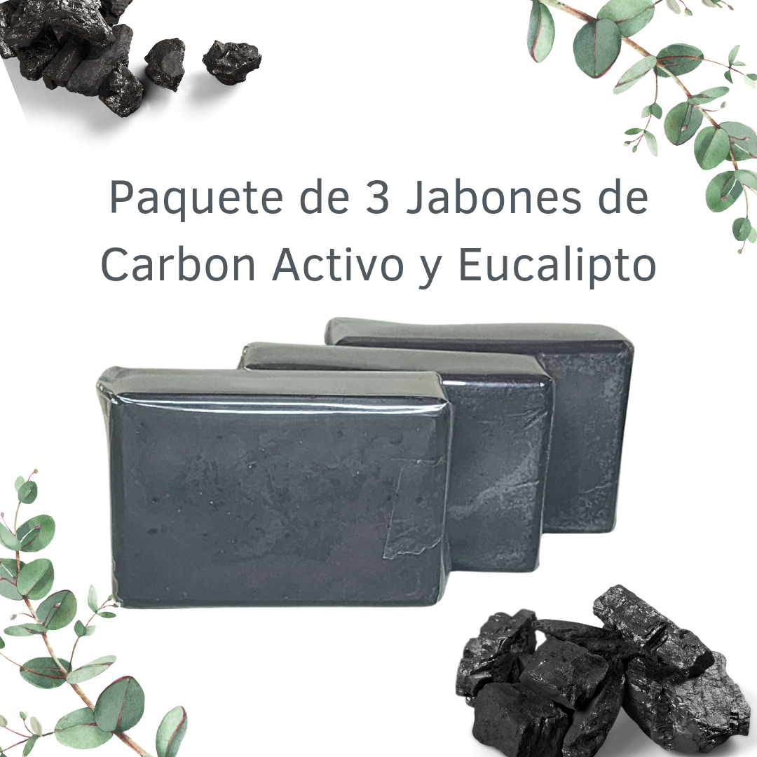 Paquete de 3 Jabones de Carbon Activo